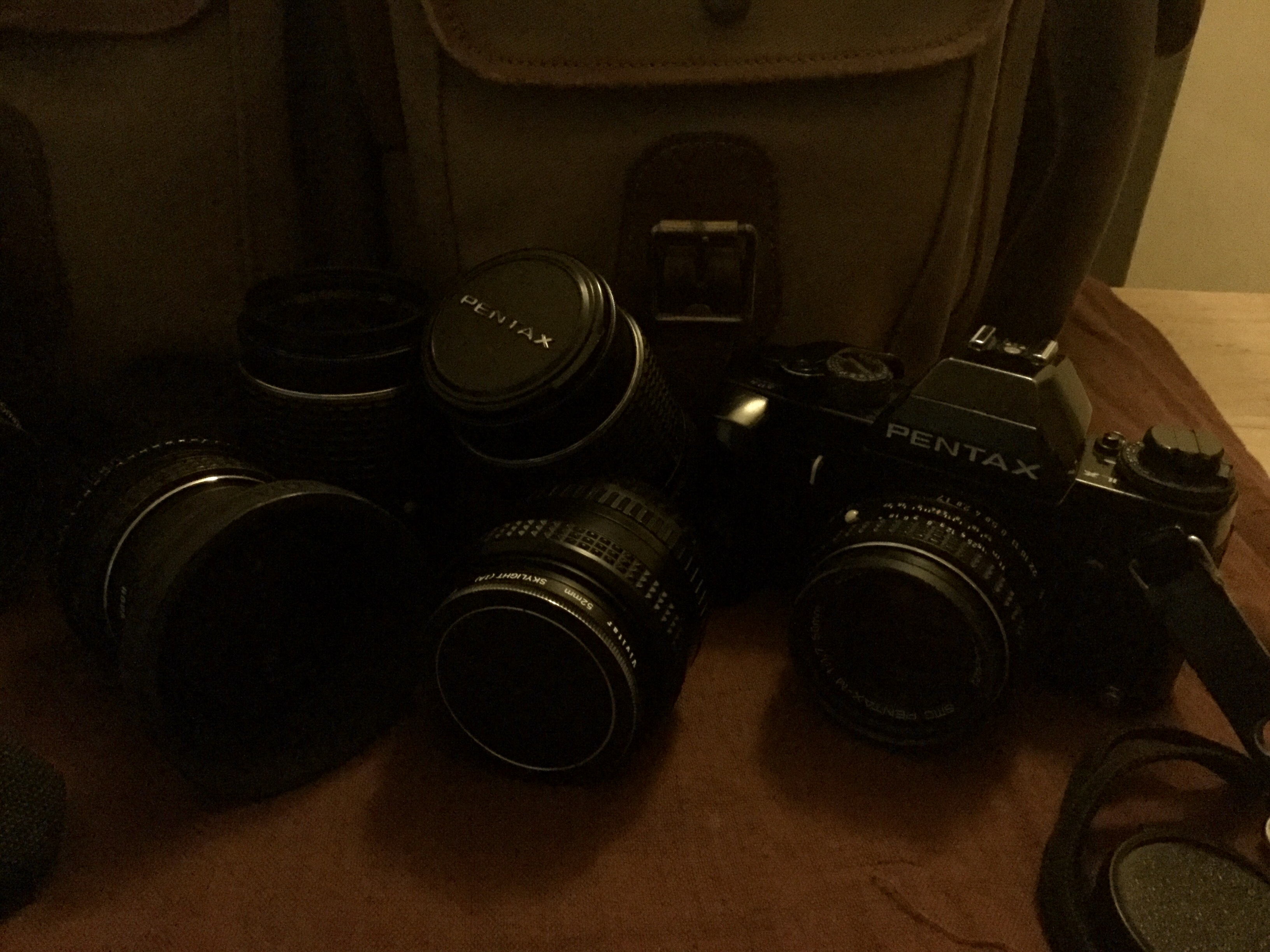 Iconic ownership. Billingham camera bag. Pentax LX SLR Film camera